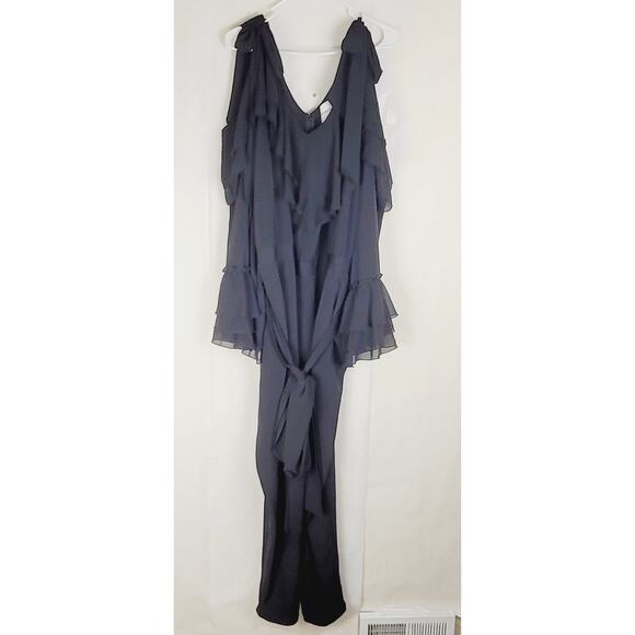 Rodarte x Universal Standards black ruffled wide leg jumpsuit Size 2XL Boho Glam - Picture 4 of 14